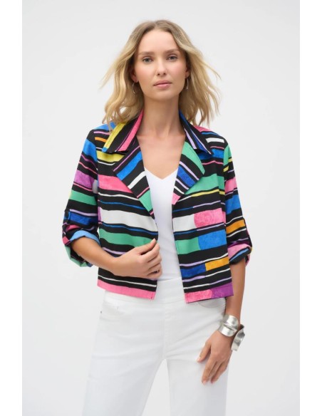 Giacca Corta e Squadrata con Stampa a Righe di Garza Joseph Ribkoff  |