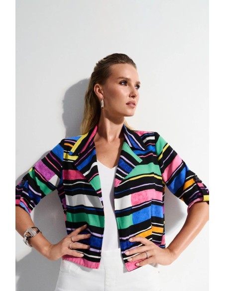 Giacca Corta e Squadrata con Stampa a Righe di Garza Joseph Ribkoff  |
