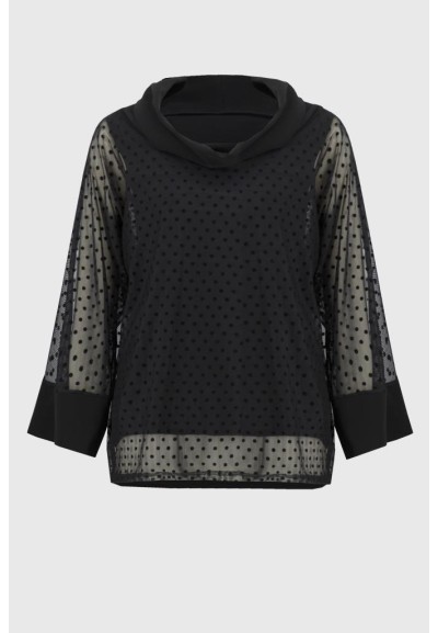 Maglia da Donna a Pois con Collo Sciallato e Maniche a Dolman  | Maria