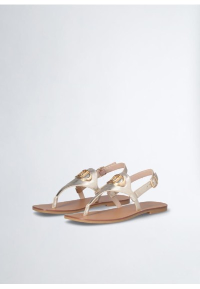 Liu Jo Donna – Sandali Infradito Laminati con Logo  | Mariadesole.it