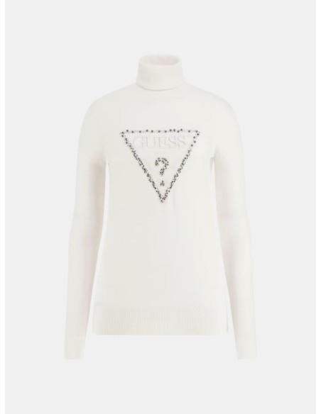 Guess Maglia Donna Slim Fit con Logo Triangolo e Strass  | Mariadesole