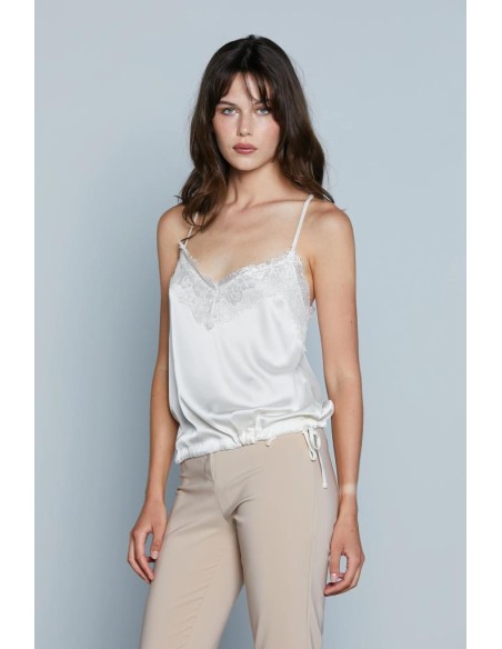 Relish Donna – Top Janeiro con Inserti in Pizzo e Coulisse Regolabile 