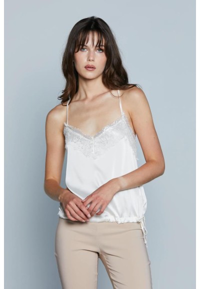 Relish Donna – Top Janeiro con Inserti in Pizzo e Coulisse Regolabile 