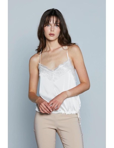 Relish Donna – Top Janeiro con Inserti in Pizzo e Coulisse Regolabile 