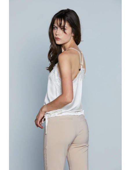 Relish Donna – Top Janeiro con Inserti in Pizzo e Coulisse Regolabile 