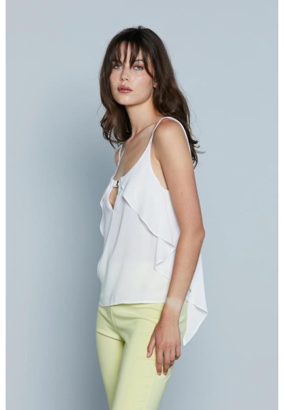 Relish Donna – Top Kurhah_a con Doppia Spallina, Scollo a V e Volant  