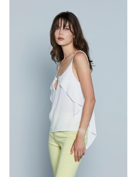 Relish Donna – Top Kurhah_a con Doppia Spallina, Scollo a V e Volant  