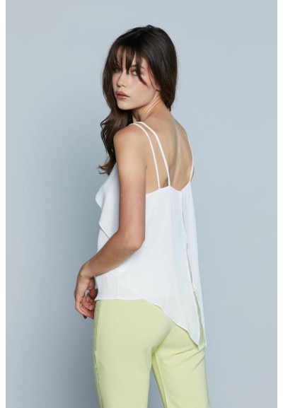 Relish Donna – Top Kurhah_a con Doppia Spallina, Scollo a V e Volant  