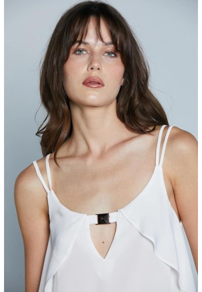 Relish Donna – Top Kurhah_a con Doppia Spallina, Scollo a V e Volant  