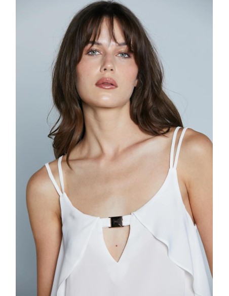 Relish Donna – Top Kurhah_a con Doppia Spallina, Scollo a V e Volant  