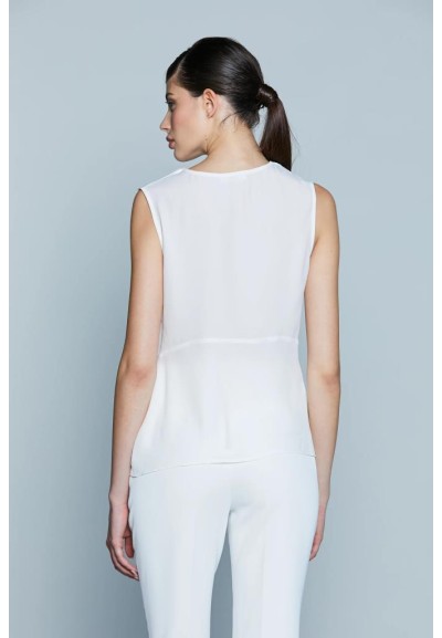 Relish Donna – Blusa Collec senza Maniche con Scollo a V, Nodo e Colla