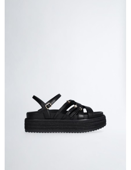 Liu Jo – Sandali Platform Neri con Fascette Incrociate  | Mariadesole.
