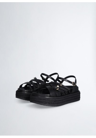 Liu Jo – Sandali Platform Neri con Fascette Incrociate  | Mariadesole.
