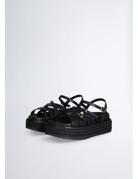 Liu Jo – Sandali Platform Neri con Fascette Incrociate  | Mariadesole.