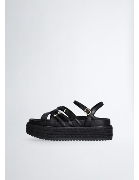 Liu Jo – Sandali Platform Neri con Fascette Incrociate  | Mariadesole.