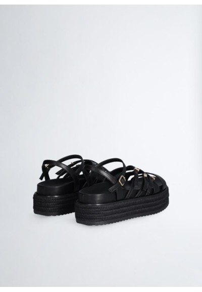Liu Jo – Sandali Platform Neri con Fascette Incrociate  | Mariadesole.