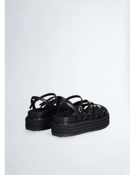 Liu Jo – Sandali Platform Neri con Fascette Incrociate  | Mariadesole.