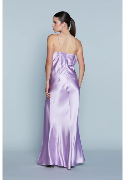 Relish Abito Donna Emilio Lungo in Raso con Fiocco e Spacco  | Mariade