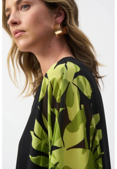 Joseph Ribkoff Top Poncho Floreale in Chiffon con Canotta Abbinata  | 