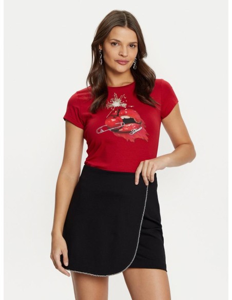 T-Shirt Guess Donna con Stampa Labbra  | Mariadesole.it