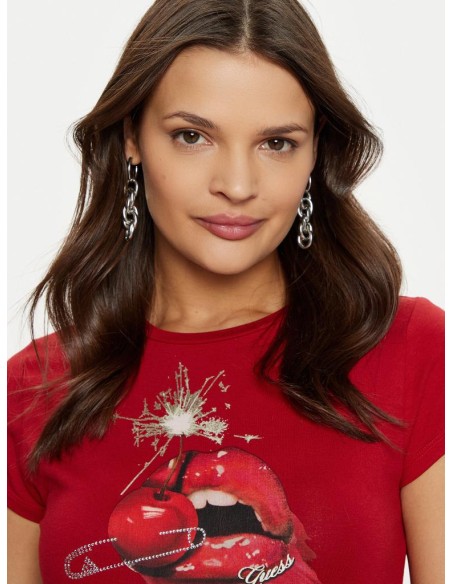 T-Shirt Guess Donna con Stampa Labbra  | Mariadesole.it