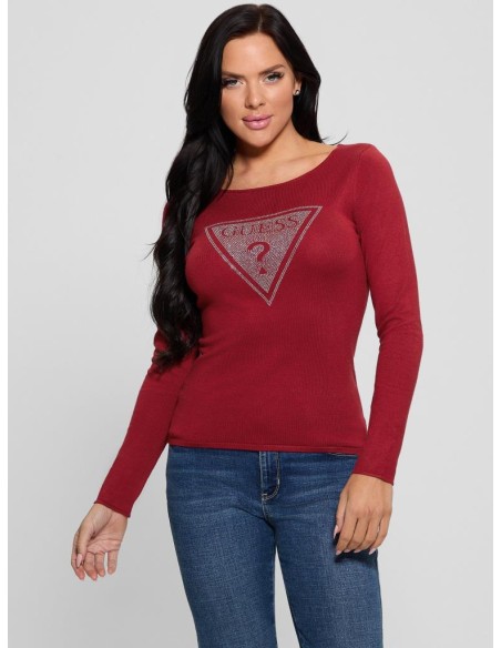 Maglia Guess con Logo e Dettagli Scintillanti - Maglione Aderente  | M