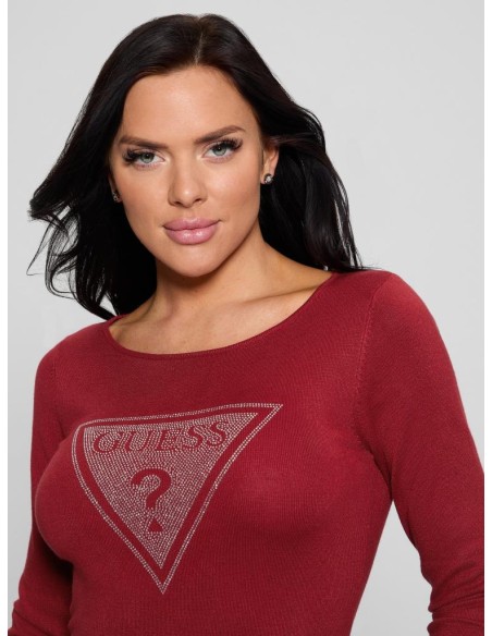 Maglia Guess con Logo e Dettagli Scintillanti - Maglione Aderente  | M