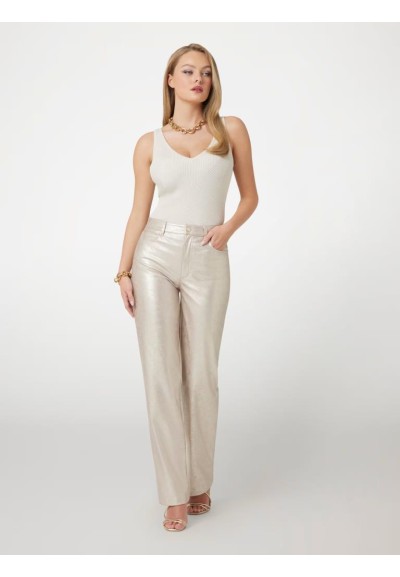 Maglia Smanicata Guess con Scollo a V e Costine Geometriche - Misto Vi
