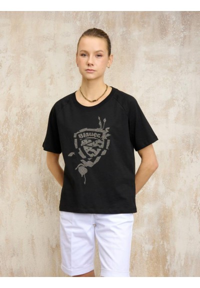 T-shirt Blauer Havey Donna con Scudo e Fiori – Design Elegante e Casua