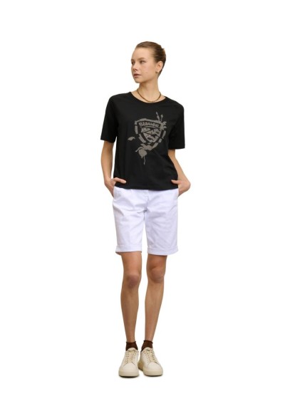 T-shirt Blauer Havey Donna con Scudo e Fiori – Design Elegante e Casua