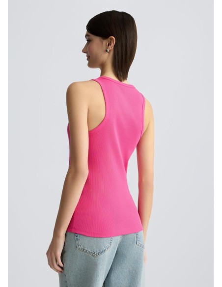 Top Liu Jo in Cotone Stretch a Costine con Logo Ricamato  | Mariadesol