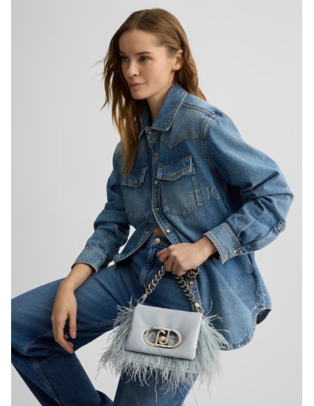 Borsa Liu Jo LaPuffy in Raso con Piume e Tracolla Removibile  | Mariad