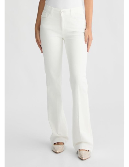 Liu Jo Jeans Bootcut Bianchi con Strass e Fondo a Taglio Vivo  | Maria