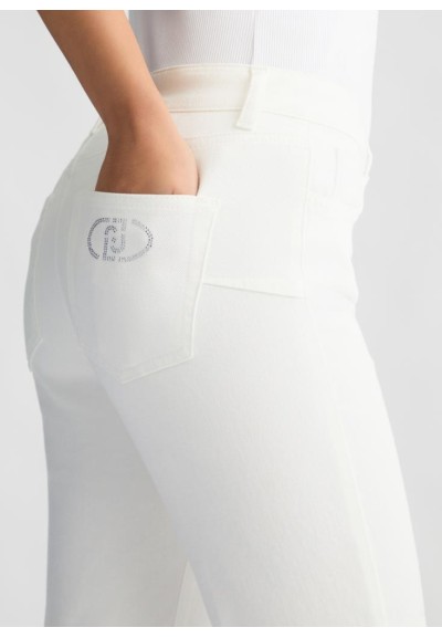 Liu Jo Jeans Bootcut Bianchi con Strass e Fondo a Taglio Vivo  | Maria