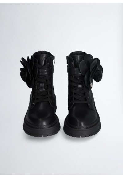 Liu Jo Stivali Anfibi in Pelle con Fiore Donna Rumi 23  | Mariadesole.