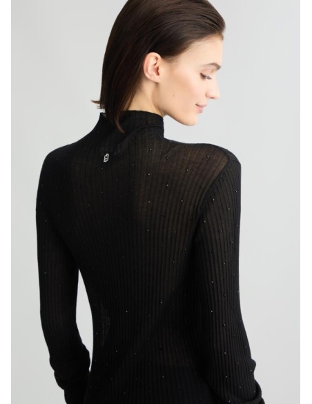 Liu Jo Maglia Donna con Strass – Eleganza e Luminosità con Collo Alto 