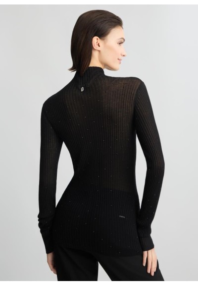 Liu Jo Maglia Donna con Strass – Eleganza e Luminosità con Collo Alto 