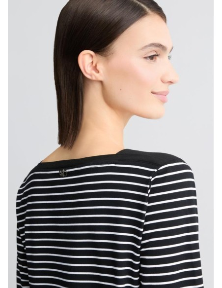 Liu Jo T-shirt Donna a Righe con Strass – Stile Marinière e Dettagli G