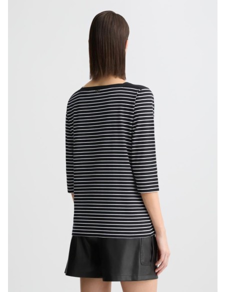 Liu Jo T-shirt Donna a Righe con Strass – Stile Marinière e Dettagli G
