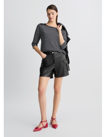 Liu Jo T-shirt Donna a Righe con Strass – Stile Marinière e Dettagli G