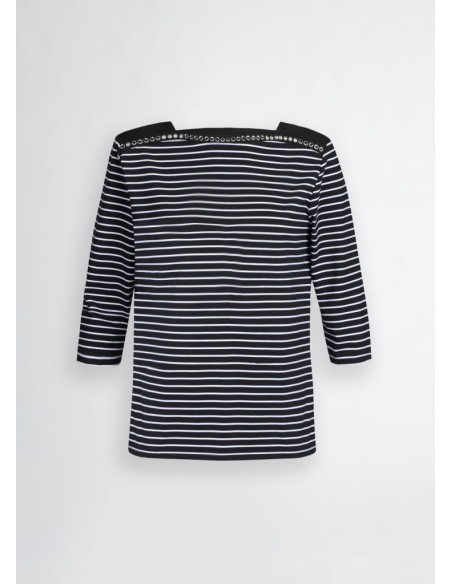Liu Jo T-shirt Donna a Righe con Strass – Stile Marinière e Dettagli G