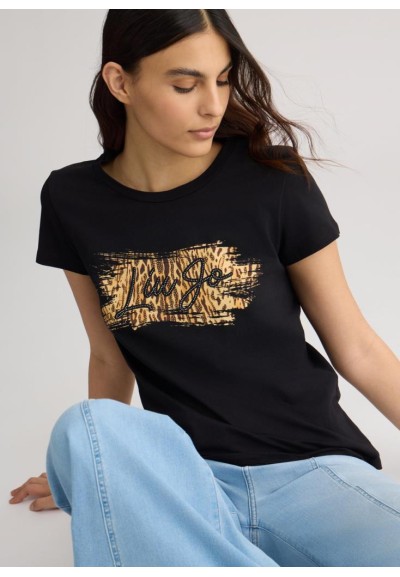Liu Jo T-shirt Donna con Stampa e Strass – Stile Casual Chic con Logo 