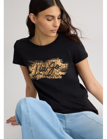 Liu Jo T-shirt Donna con Stampa e Strass – Stile Casual Chic con Logo 