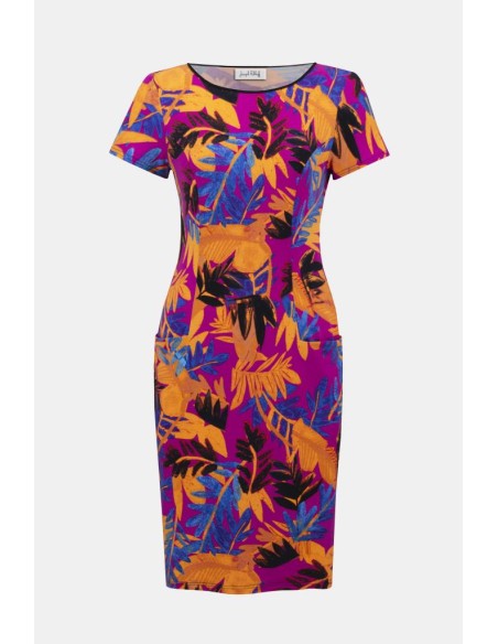 JOSEPH RIBKOFF – Abito Tubino in Maglia con Stampa Tropicale  | Mariad