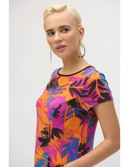JOSEPH RIBKOFF – Abito Tubino in Maglia con Stampa Tropicale  | Mariad