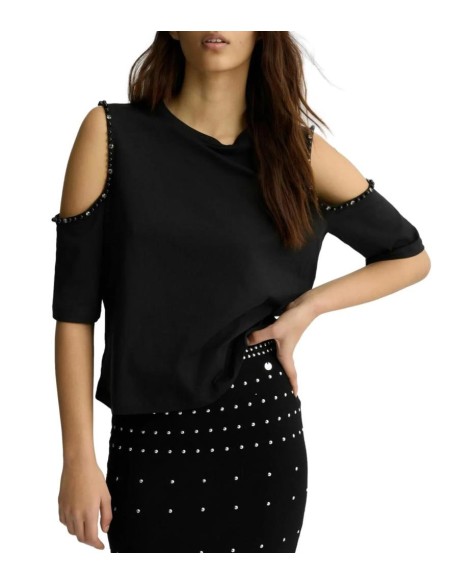 Liu Jo T-shirt Donna in Cotone con Perle e Strass – Eleganza Casual  |