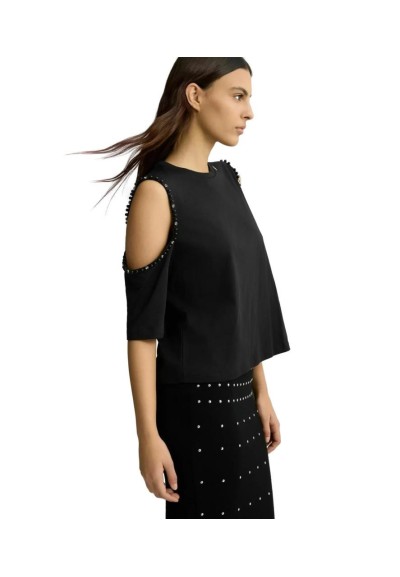 Liu Jo T-shirt Donna in Cotone con Perle e Strass – Eleganza Casual  |