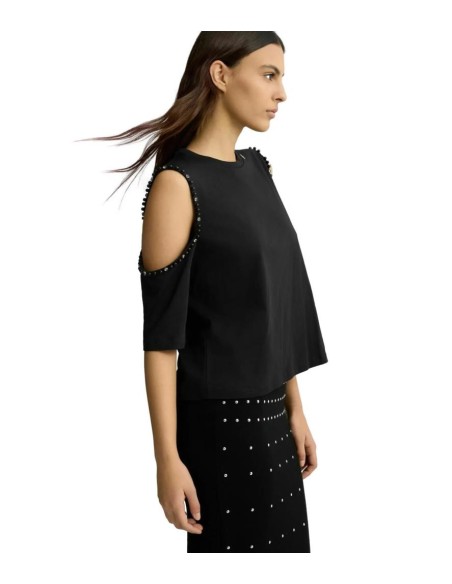 Liu Jo T-shirt Donna in Cotone con Perle e Strass – Eleganza Casual  |