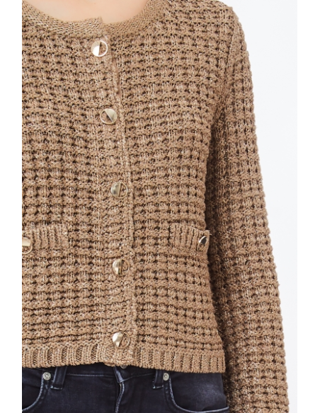 Liu Jo Donna Giacca Bouclé in Misto Lurex® con Bottoni Decorativi  | M