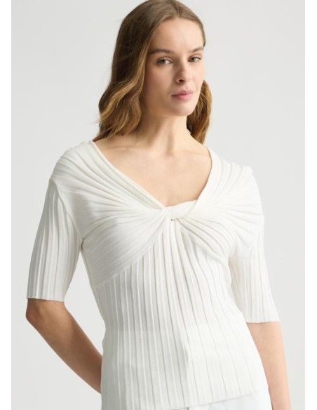 Liu Jo Donna Top in Maglia con Scollatura Off The Shoulder e Nodo  | M